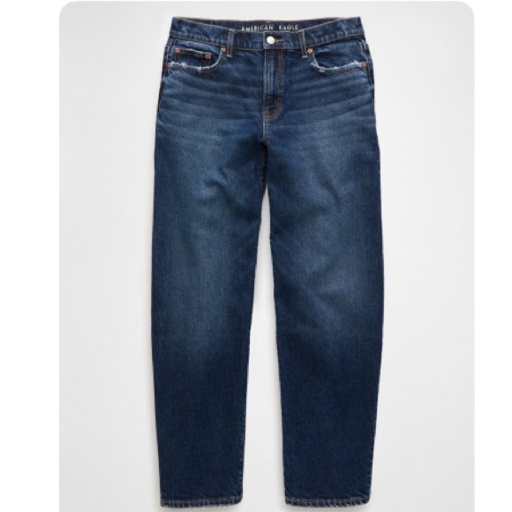 American Eagle Outfitters Relaxed Barrel Jeans - Dark Blue size 14 short
